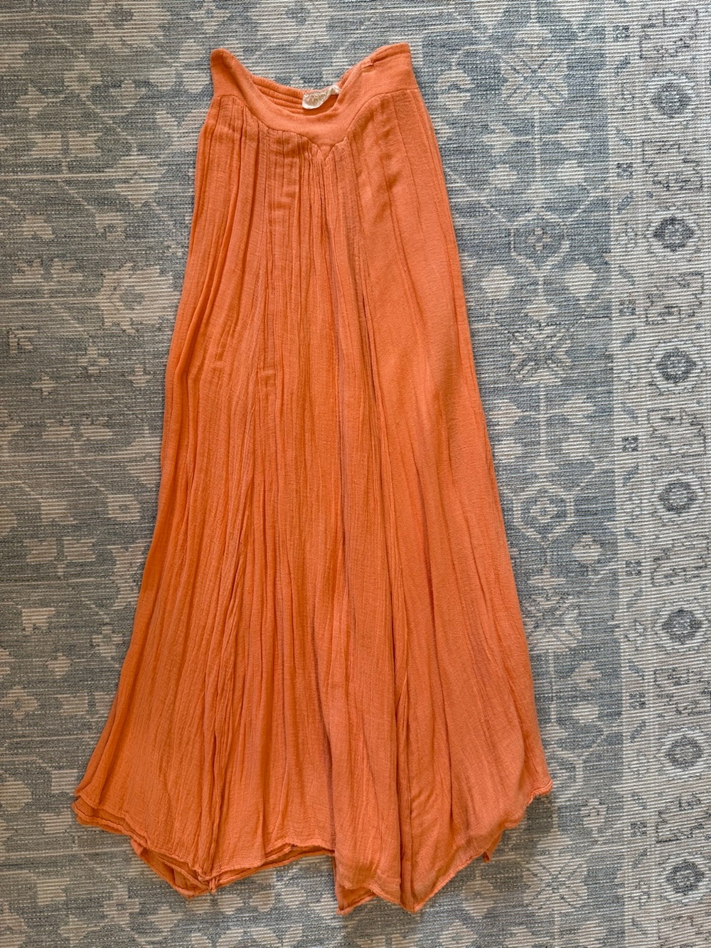 Jen's Pirate Booty Coral-Orange Strapless Flowing Maxi Dress